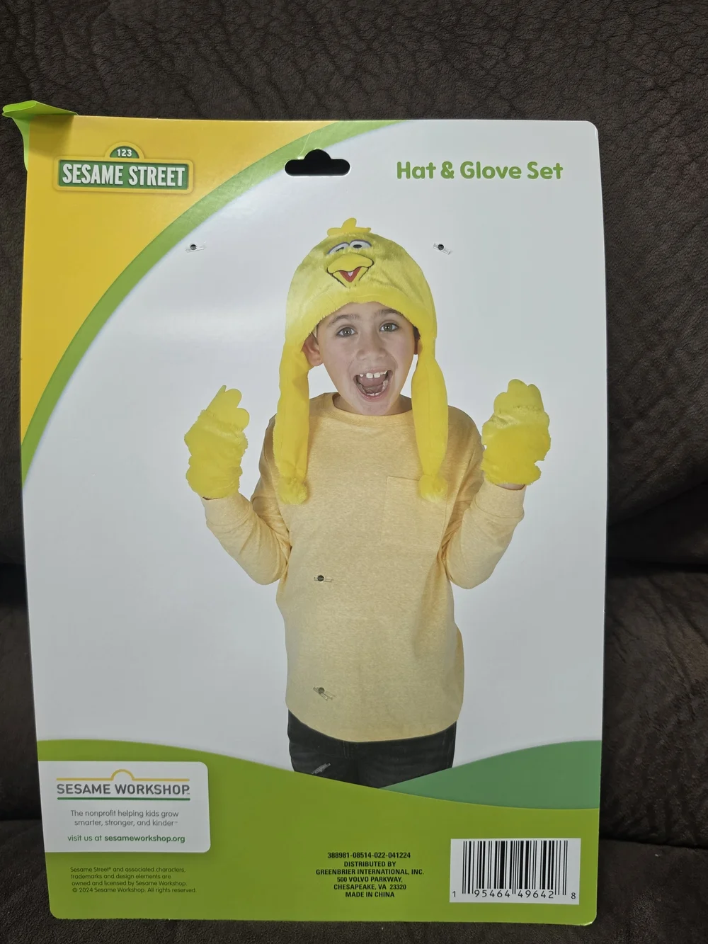 Sesame Street Big Bird Yellow Hat & Glove Set For HALLOWEEN OR DRESS UP